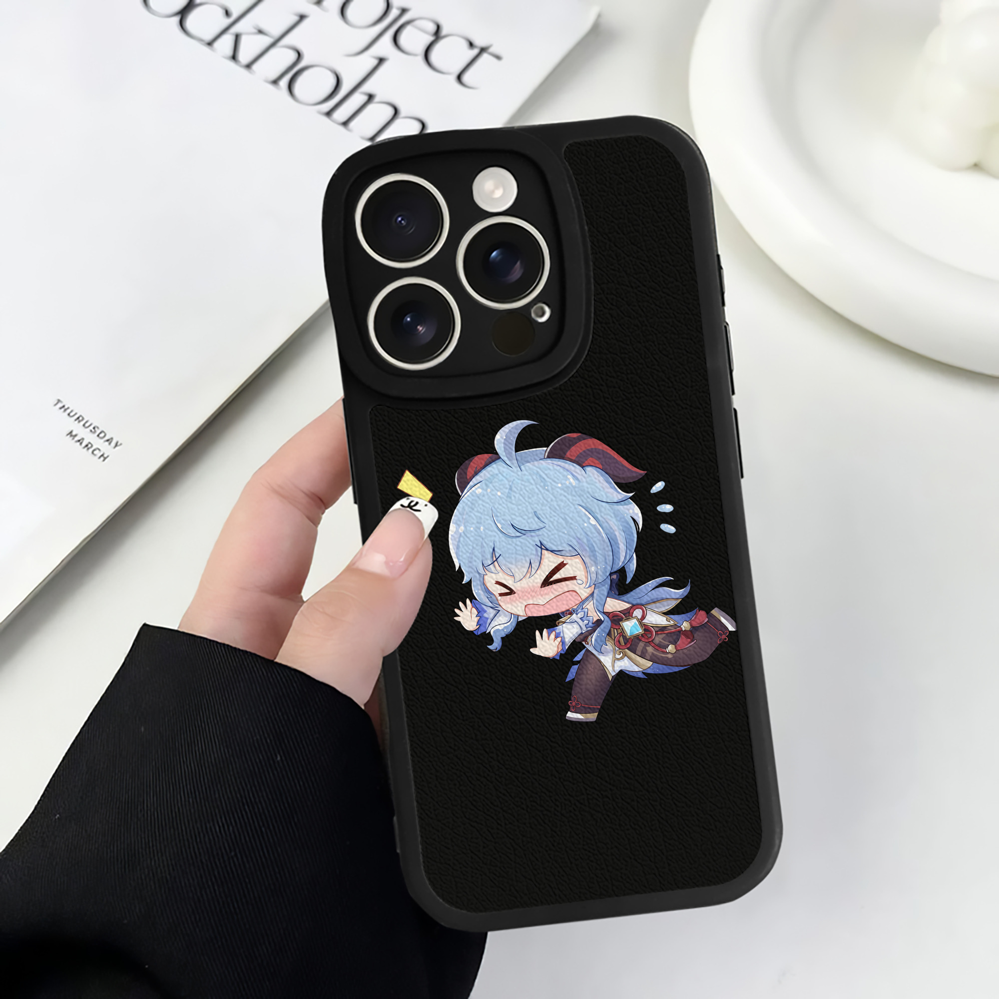 げんし神 甘雨 かんう genshin Ganyu 【iPhone 16シリーズ対応】シリコンスマホケース（レザー調） 材質：シリコン